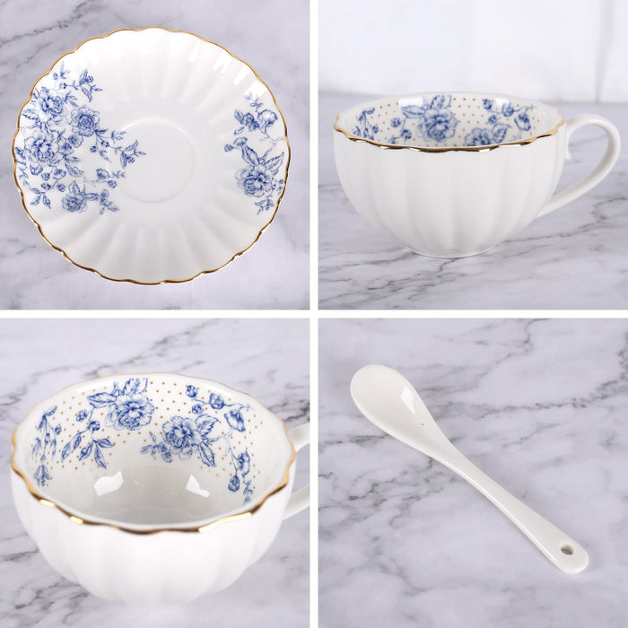 Blue Rose Porcelain Coffee Cup - HauSweet