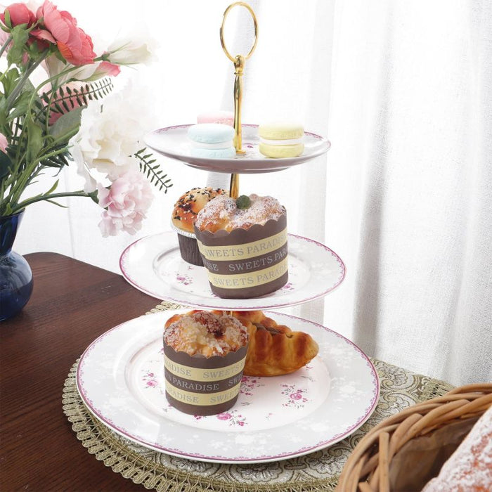 3 Tier Pink Porcelain Cupcake Stand