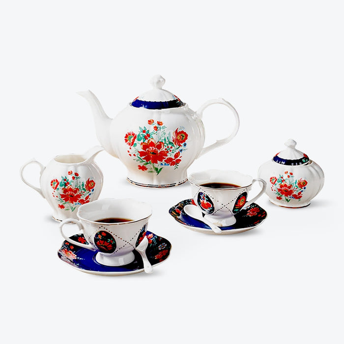Arabic Ceramic Golden Tea Set with Teapot Milk Pot Sugar Jars Porcelain Tea  Cup Saucer Set Gold Coffee Cups - China Tea Set and Ceramic price