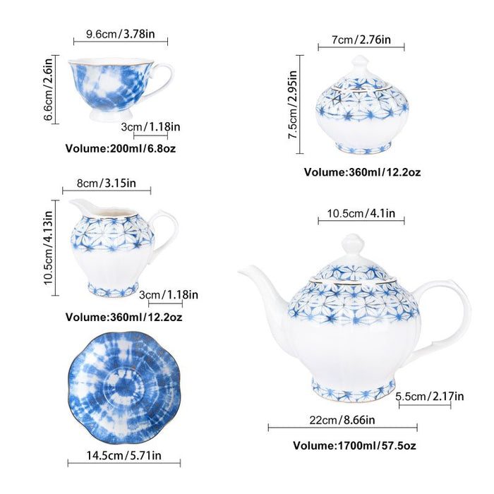 Vintage Blue Porcelain Tea Set