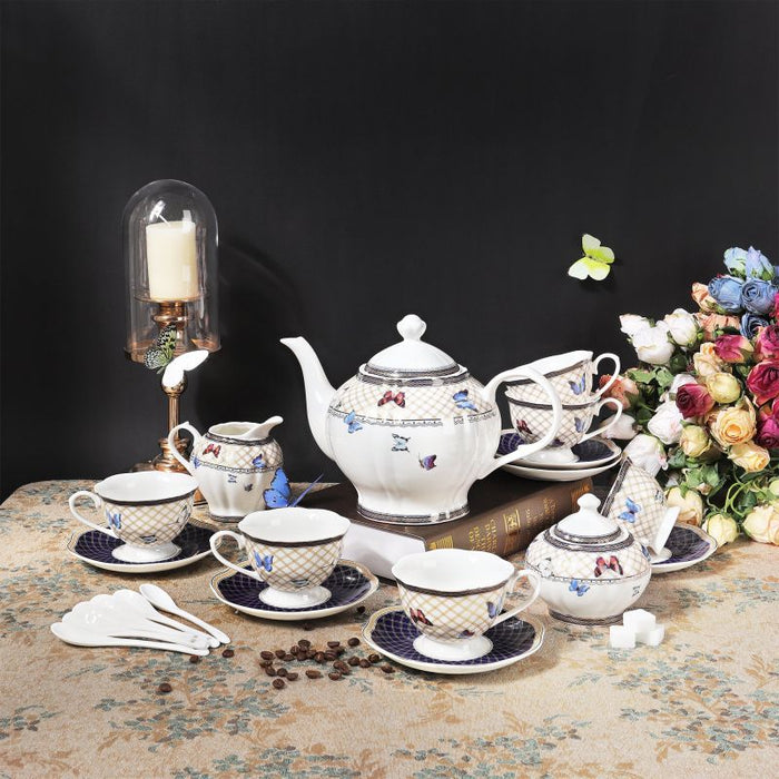 British Butterfly Porcelain Tea Set