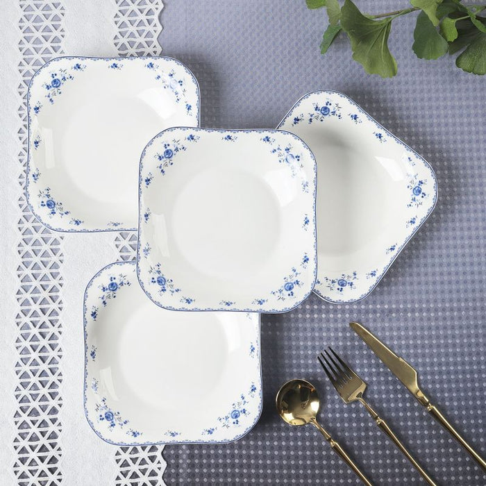 Blue Floral Porcelain Plates Set