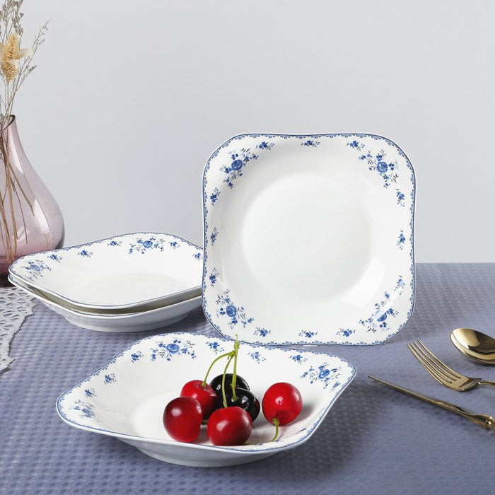 Blue Floral Porcelain Plates Set