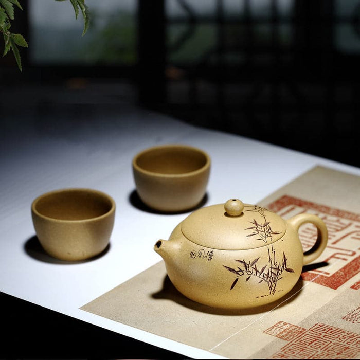 Bamboo Leaf Yixing Zisha Teapot Set