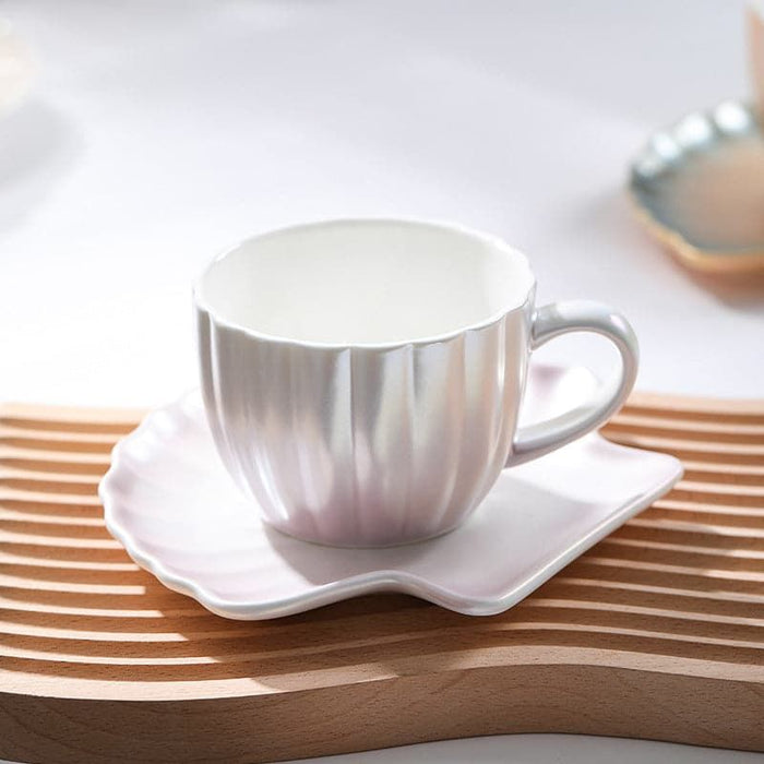 Gradient Ocean Coffee Mug with Shell Saucer