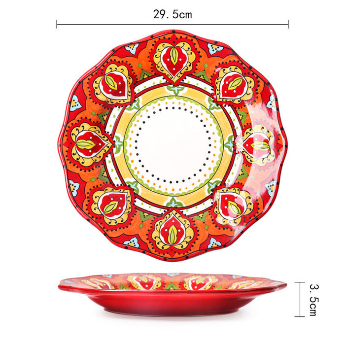 Bohemian Dinnerware Red Plates Bowls Mug