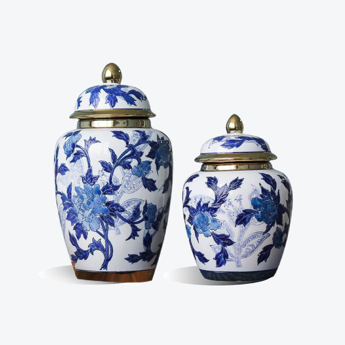 Blue and White Porcelain Ginger Jar