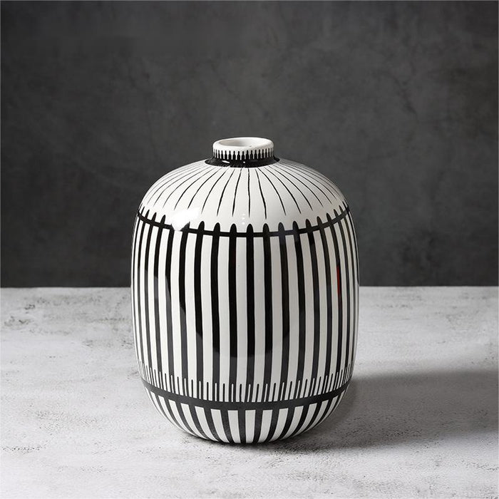 Shaped Black and White Geometric Vase