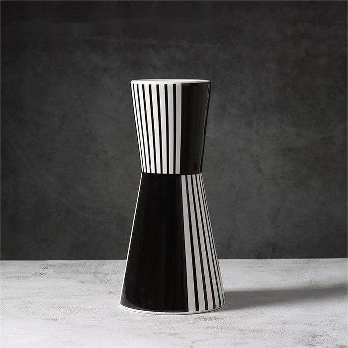 Shaped Black and White Geometric Vase