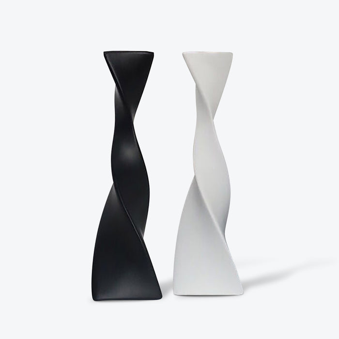 Black and White Shaped Twisted Ceramic Vase