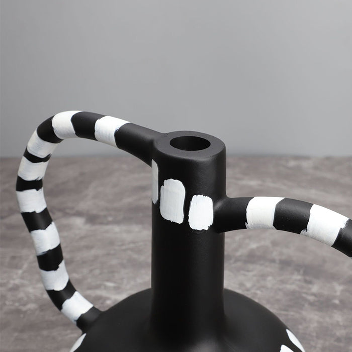 Black and White Spots Twisted Ceramic Vase