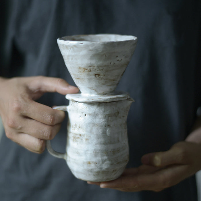 Japanese Retro Handmade Coffee Pot Cups Saucer Set