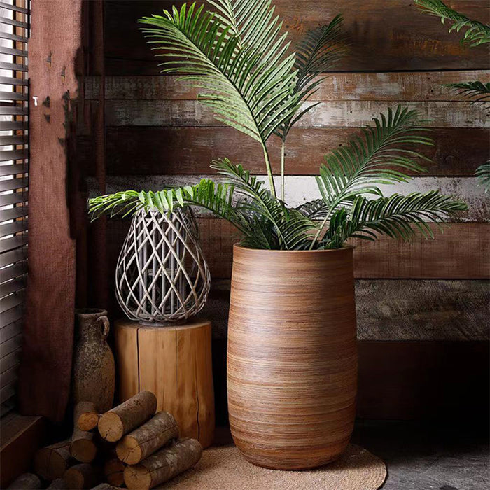 Brown Striped Giant Flower Pot