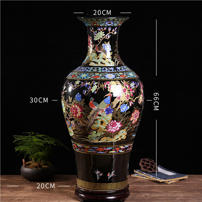 Large Chinese Handmade Jingdezhen Rose Floor Vase