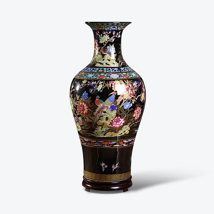 Large Chinese Handmade Jingdezhen Rose Floor Vase