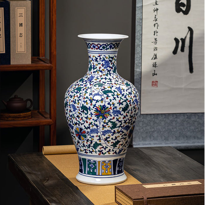 Oversized Blue And White Flower Handmade Floor Vases