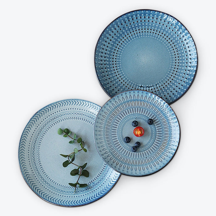 European Ceramic Disc Blue Dinnerware Set