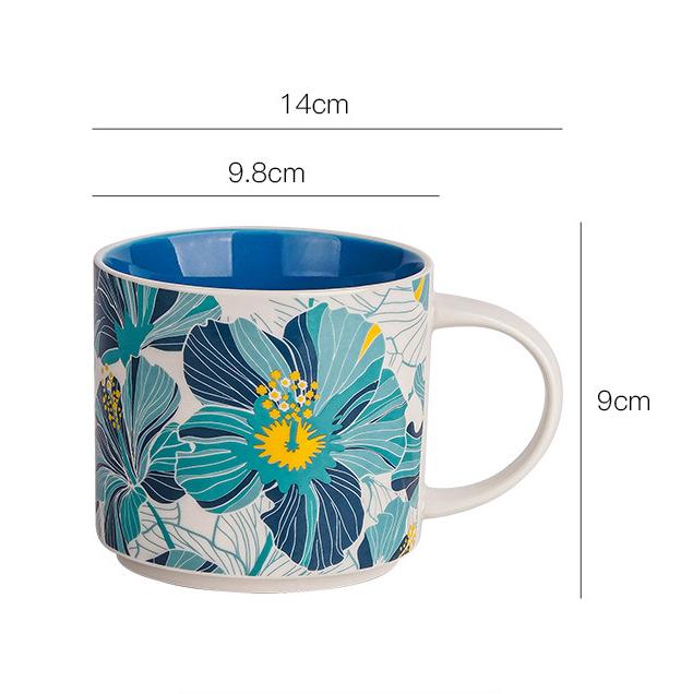 Flower Pattern Hand-Painted Ceramic Mug