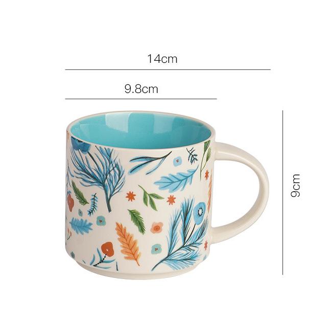 Flower And Leaf Hand-Painted Ceramic Mug