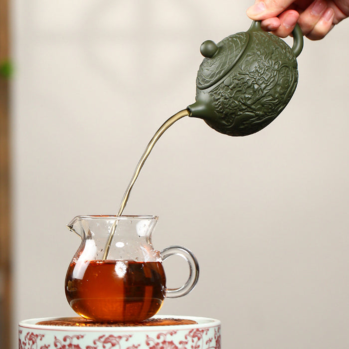 Yixing Green Clay Crawling Dragon Xishi Teapot