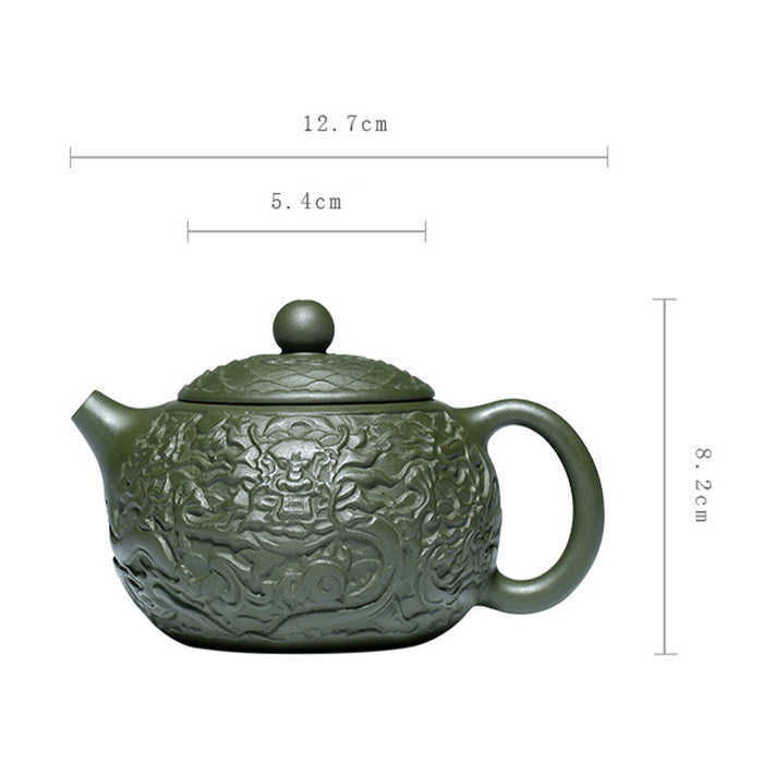 Yixing Green Clay Crawling Dragon Xishi Teapot