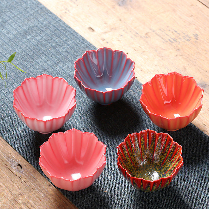 Japanese Style Petal Shaped Ceramic Teacup