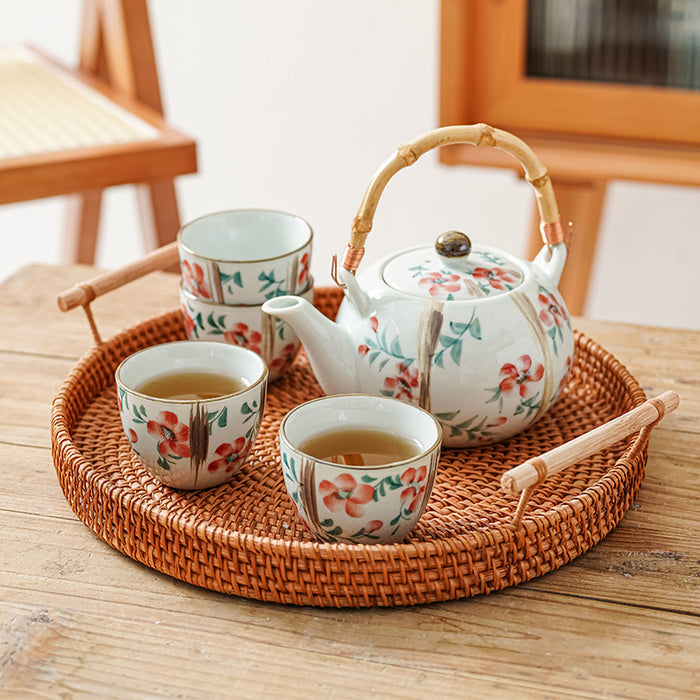 Hand-painted Flower Glaze Tea Set
