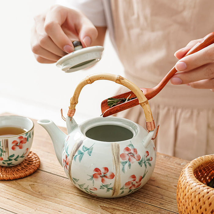 Hand-painted Flower Glaze Tea Set