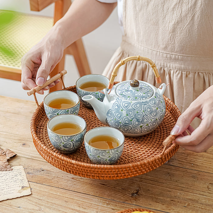Hand-painted Rhombus Tea Set