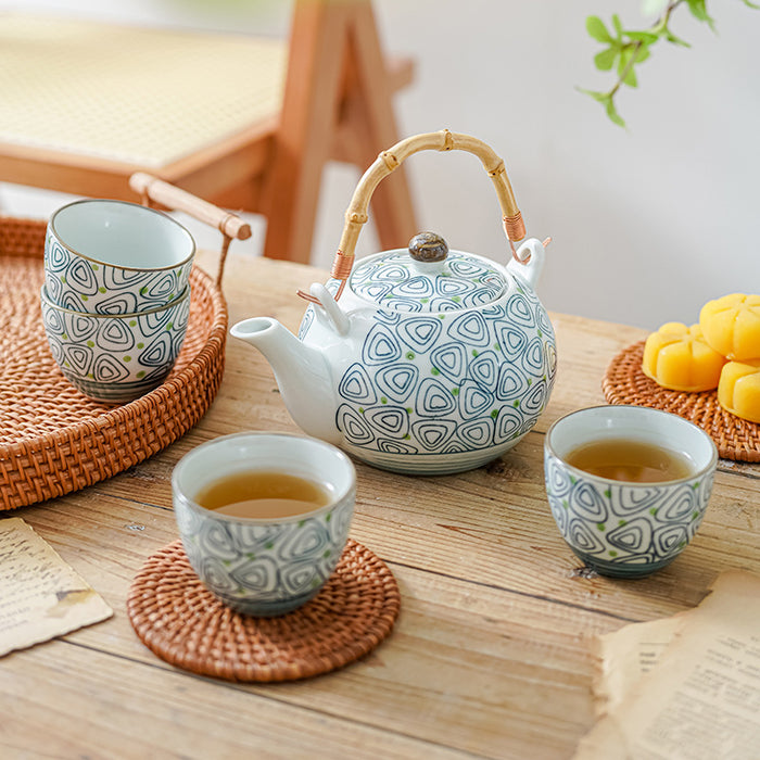 Hand-painted Rhombus Tea Set