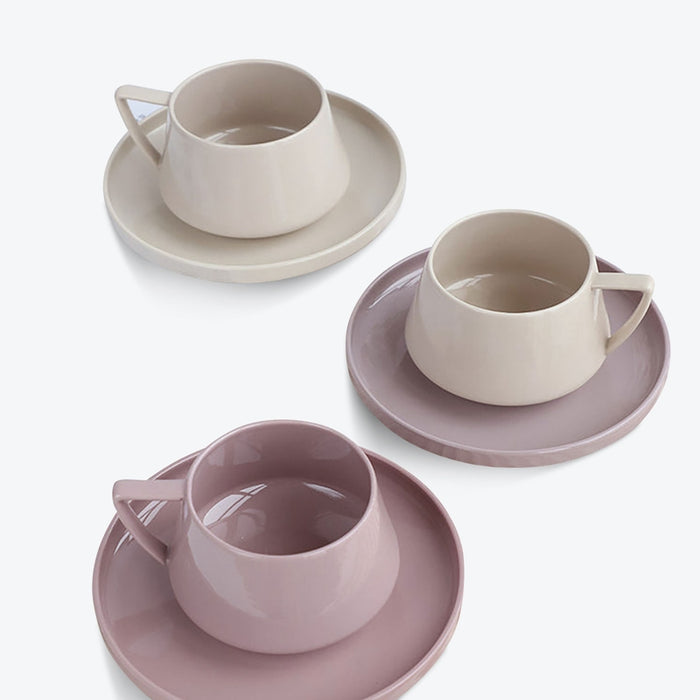 Solid Minimalist Style Tea Cup and Saucer