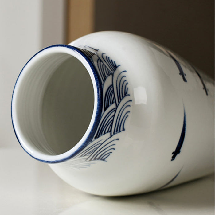 Hand-Painted Fish Designed Vase