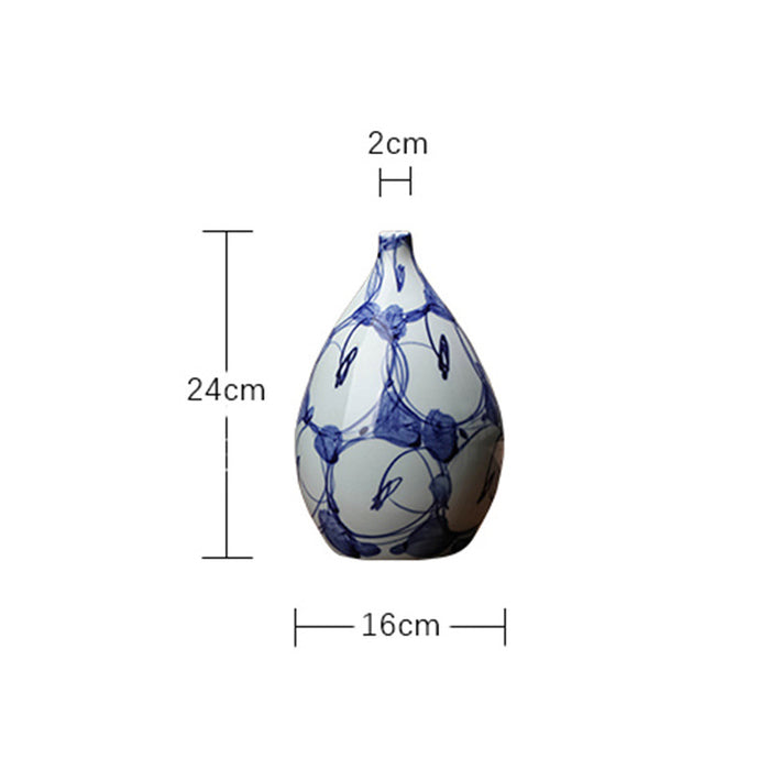 Japanese Style Blue And White Ceramic Vase