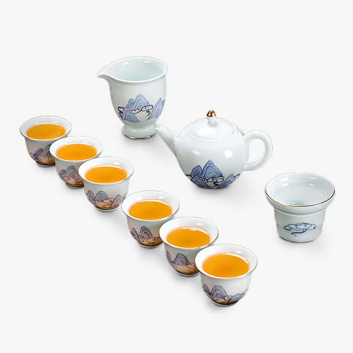 Hand-painted Cloud And Mountain Tea Set