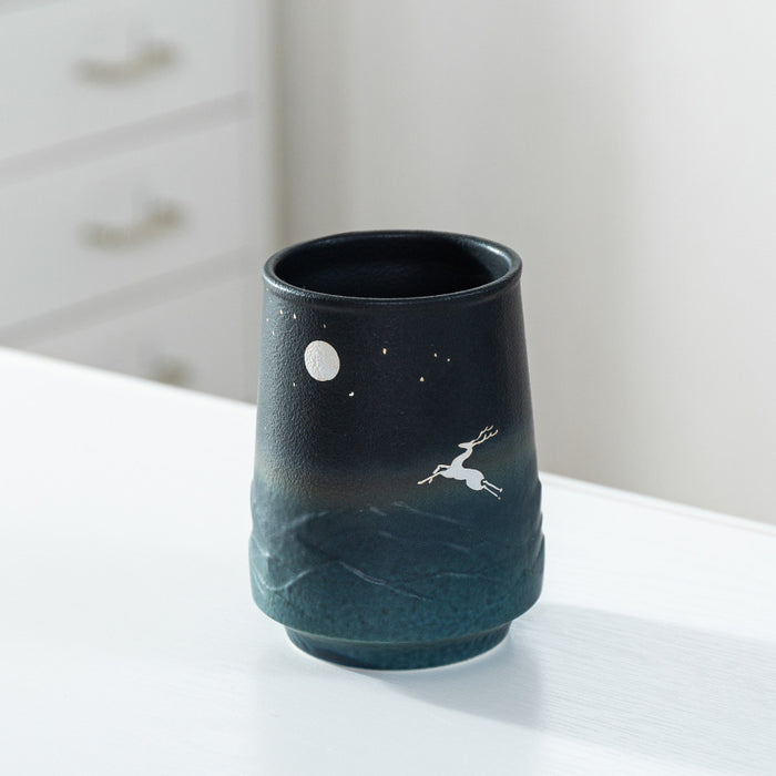 Cyan Cylindrical Ceramic Mug