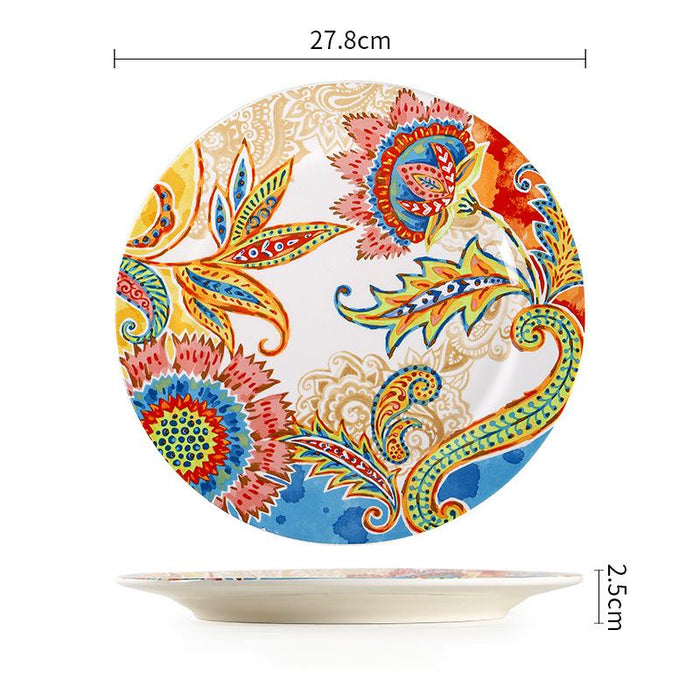 Bohemian Hand-painted Flower Plate