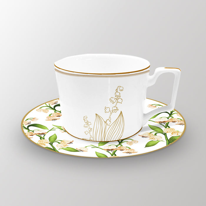 Green Plant Tea Cup And Saucer