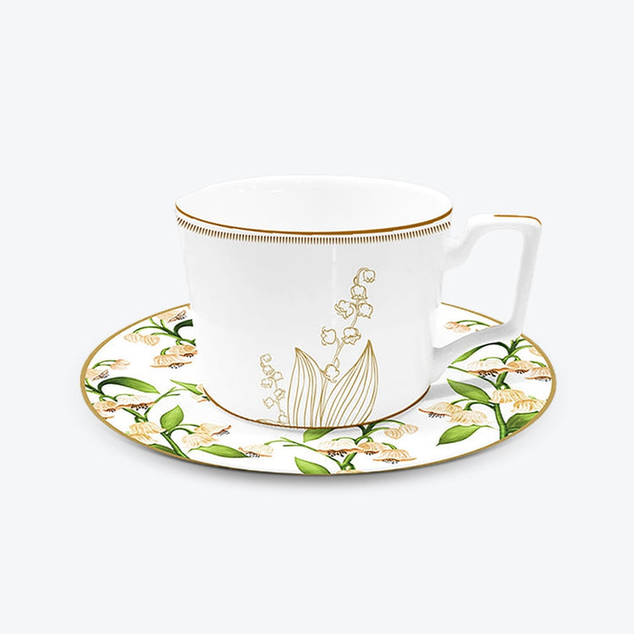 Green Plant Tea Cup And Saucer