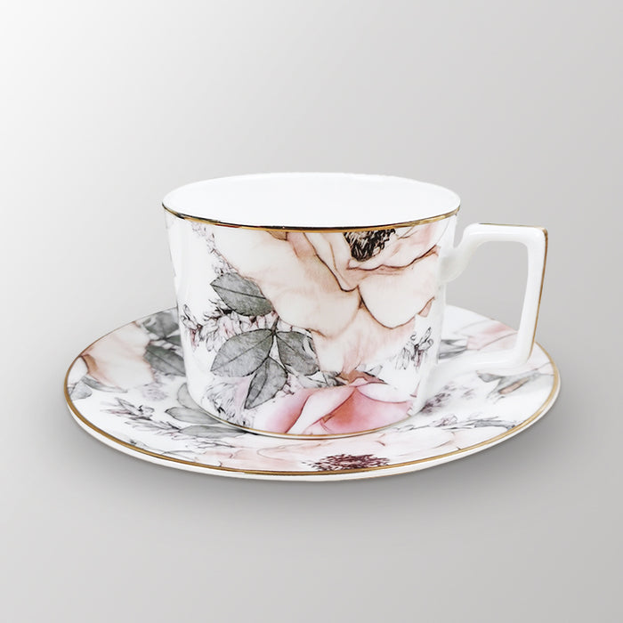 Pink Floral Tea Cup And Saucer