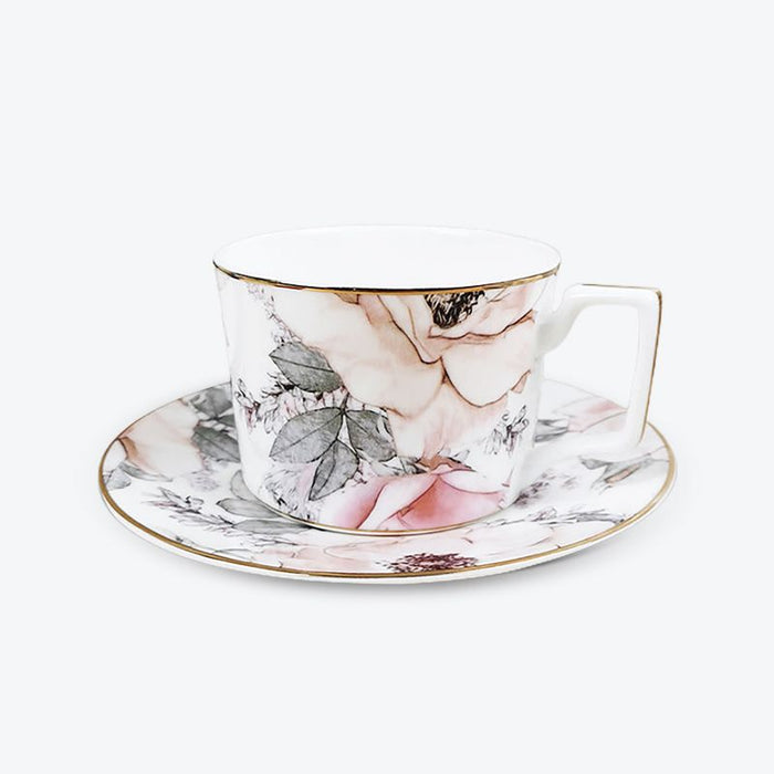 Pink Floral Tea Cup And Saucer