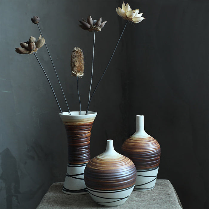 Vintage Hirizontal Stripes Vase