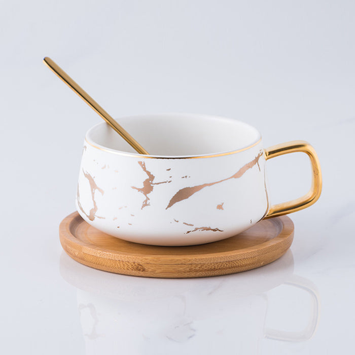 Marbled White Coffee Mug And Saucer