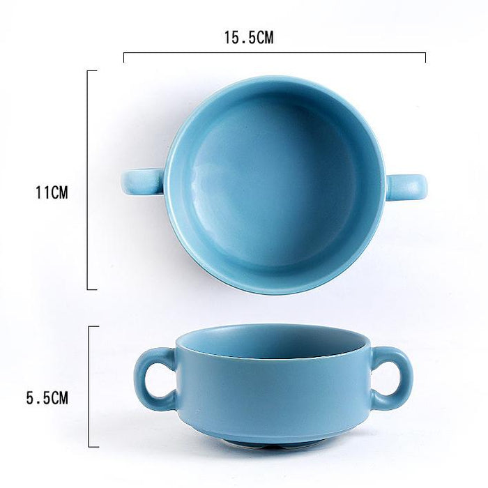 Matt Blue Nordic Ceramic Amphora Baking Bowl