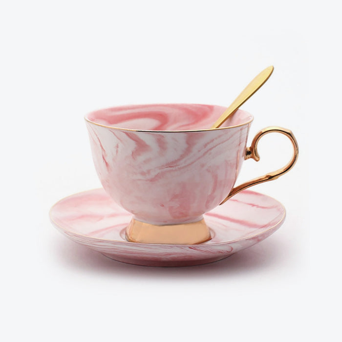 Marbling Coffee Cup And Saucer With Spoon