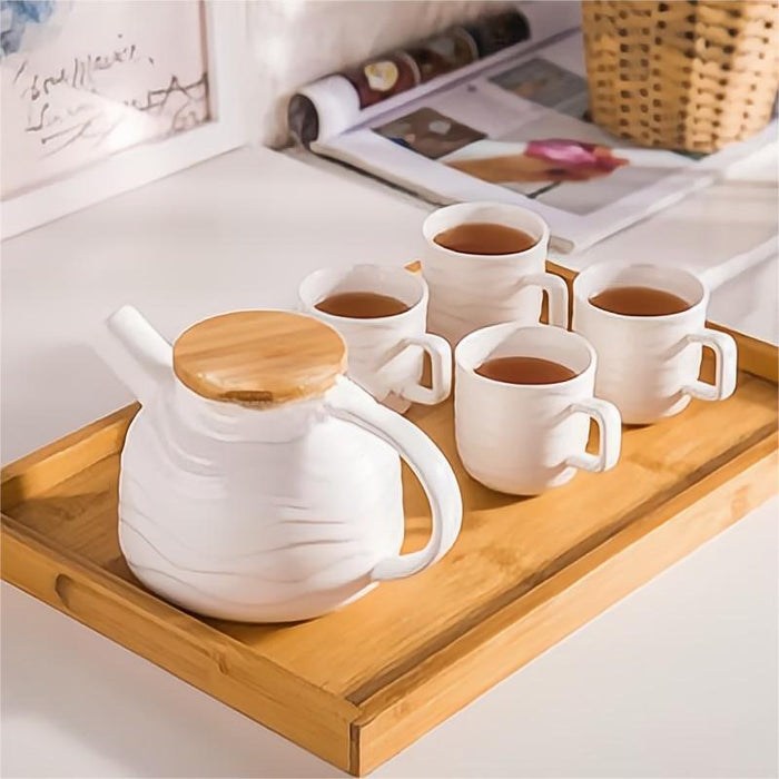 White Wavy Pattern Tea Set