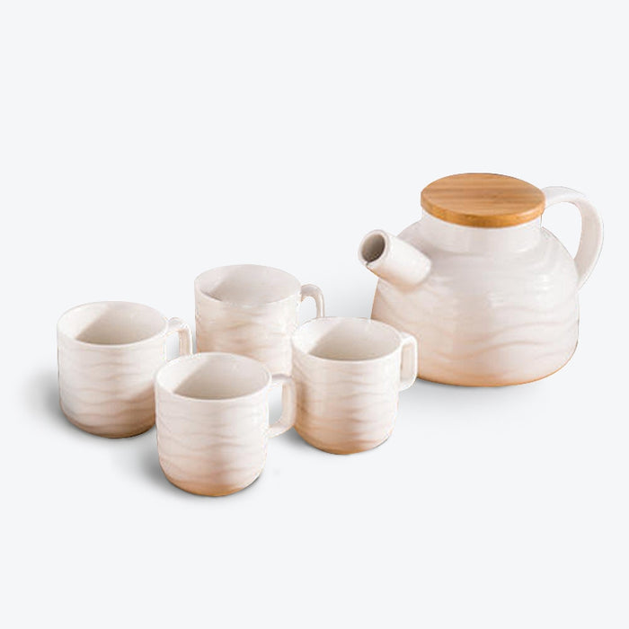 White Wavy Pattern Tea Set