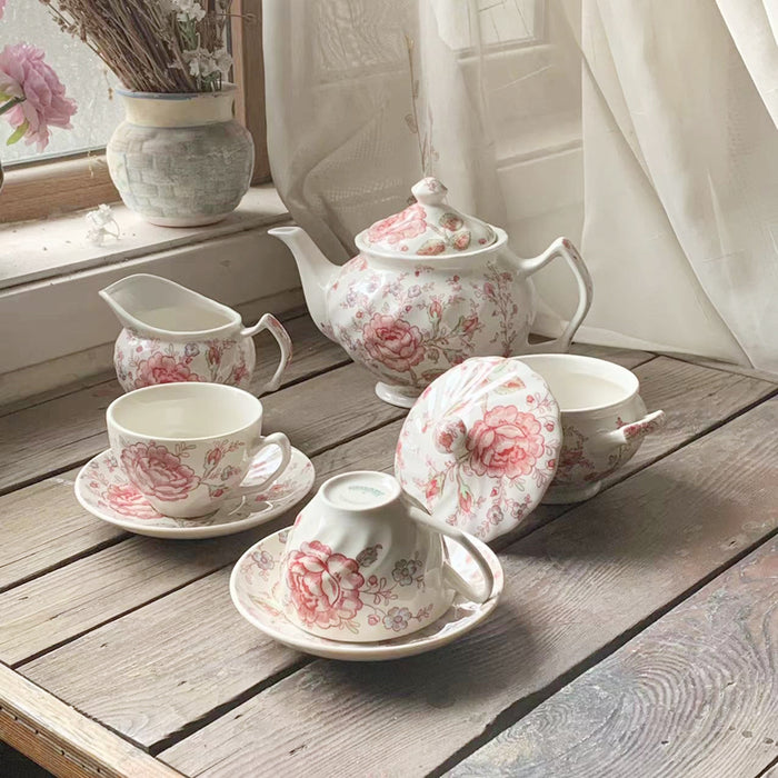British Pink Floral Tea Set