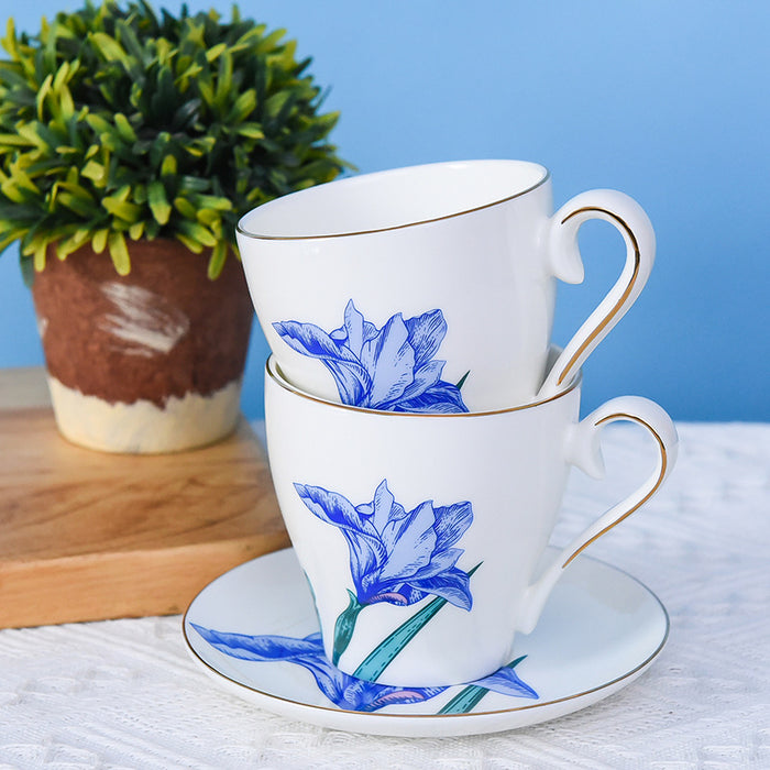 Blue Floral Gilt British Tea Set