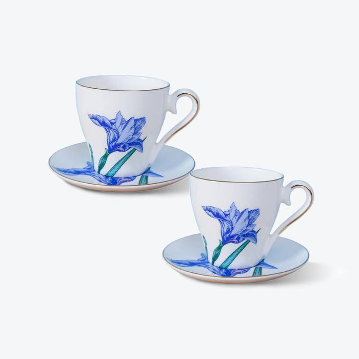 Blue Floral Gilt British Tea Set