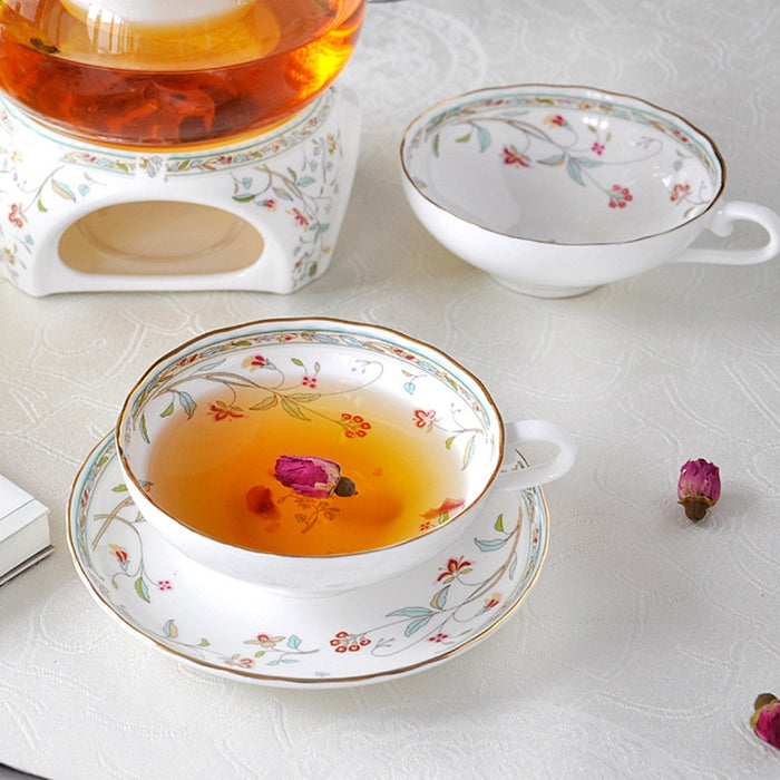 Gold-Rimmed Ceramic Tea Cup And Saucer Set